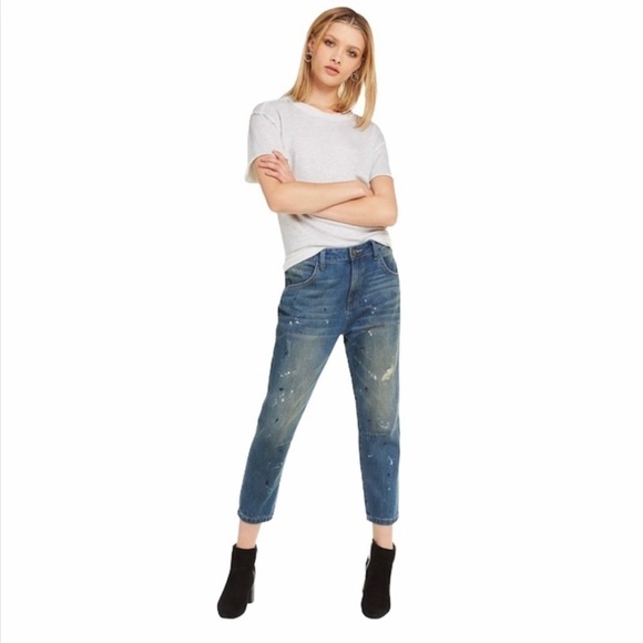 WILDFOX Baggy Jeans Size 24 NWT Crop Paint Splatter Distressed Da Vinci Wash - Picture 12 of 12
